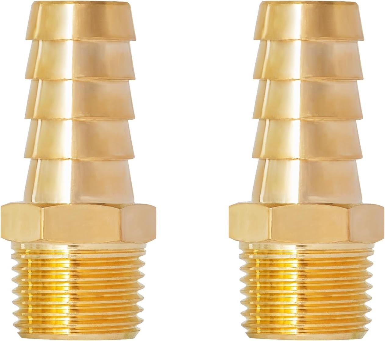 Brass Hose Barb Fittings 1/2 Inch to 3/8 Inch NPT Male Connectors Durable Air…