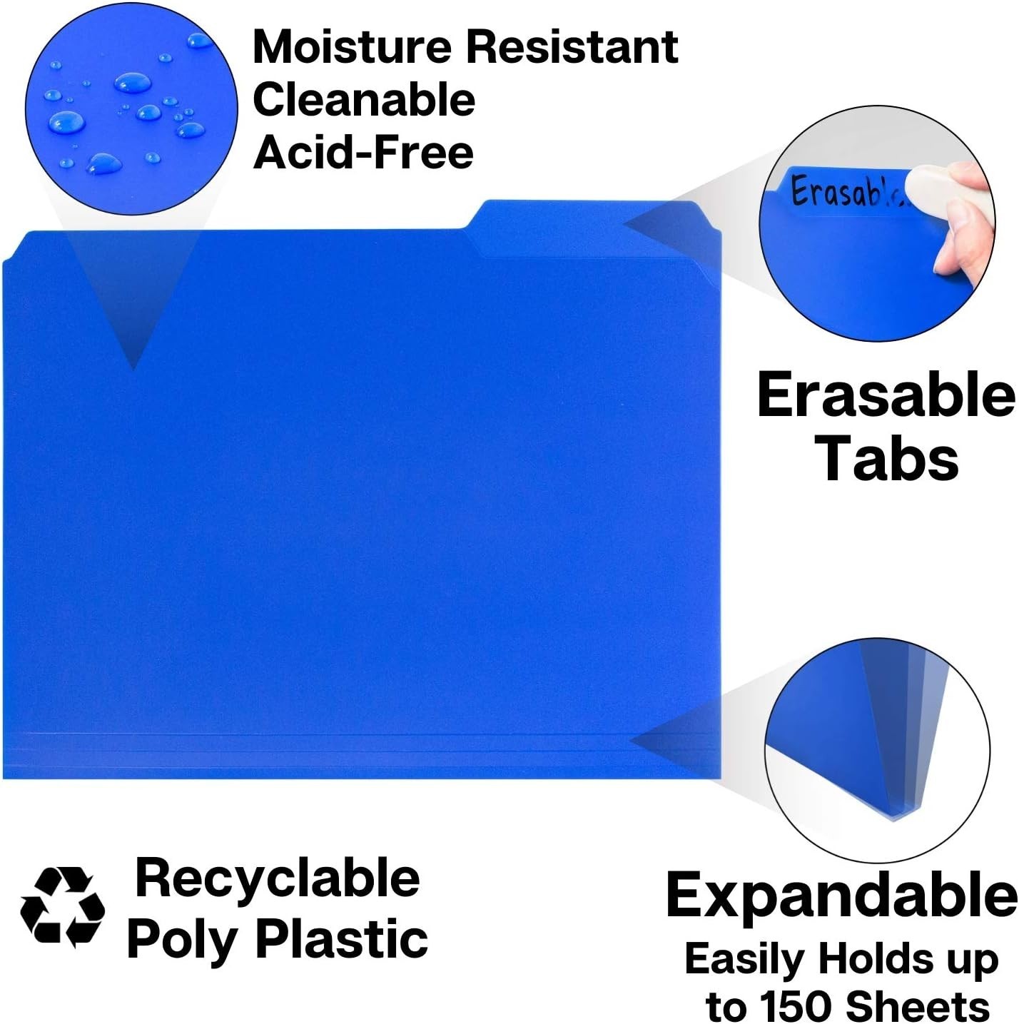 Vibrant 6-Pack Plastic Filing Folders 1/3 Tab for Stylish Document Organization
