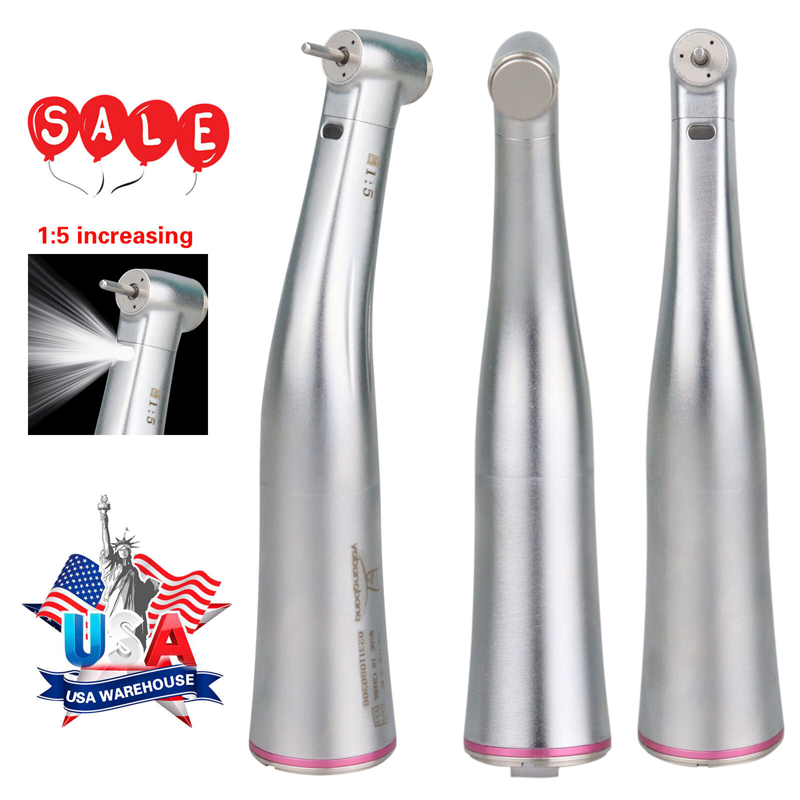 Dental 1:5 Increasing LED Fiber Optic Contra Angle 4 Spray Fit NSK X95L Ti-Max