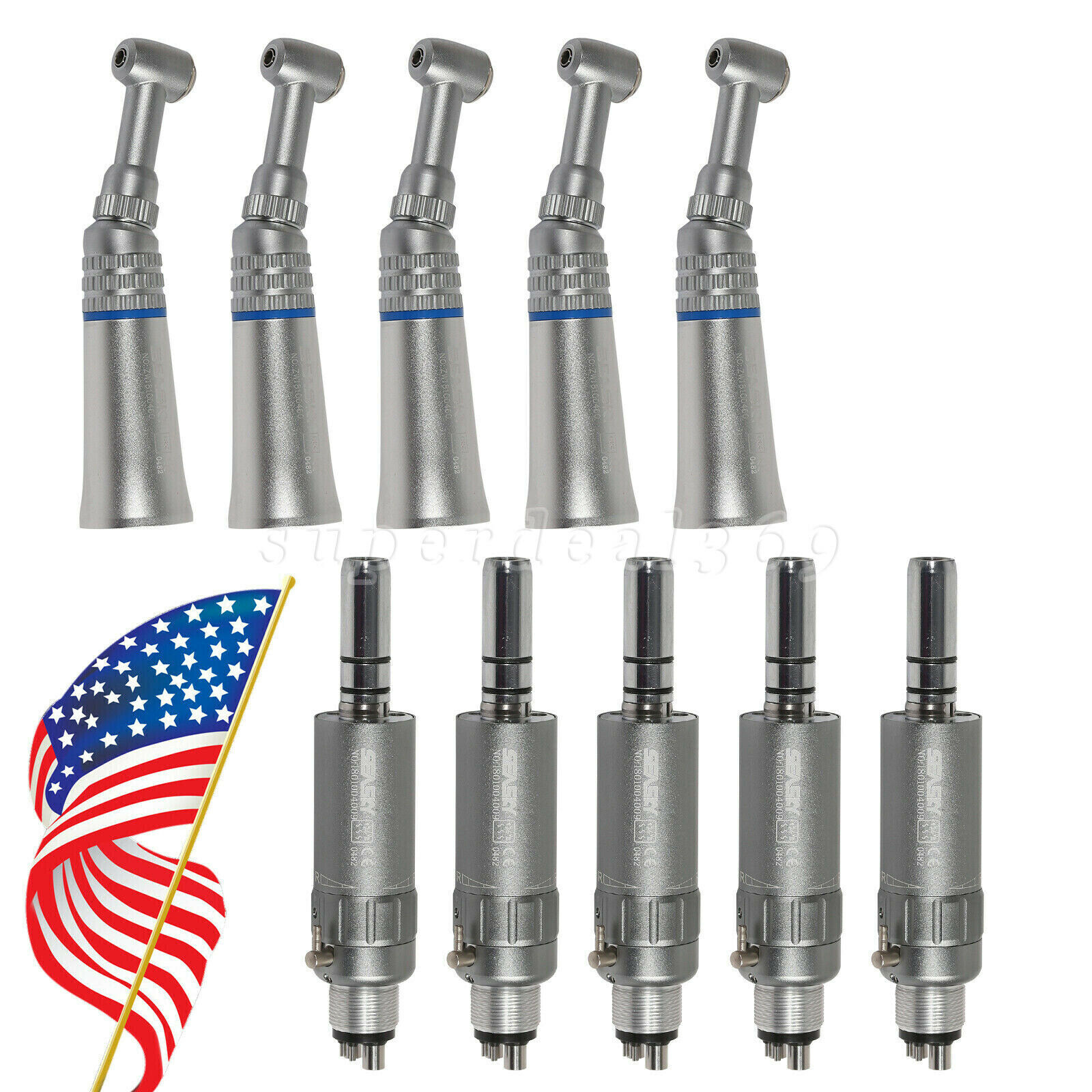 1-5 pcs Dental Low Speed Push Button Contra Angle/Air Motor 2/4H Fit NSK PAD Or