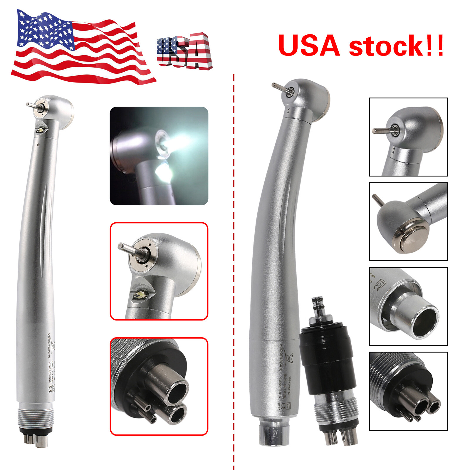 Dental High Speed LED / No-LED Handpiece Turbine / Coupler 4 Hole NSK Style sa
