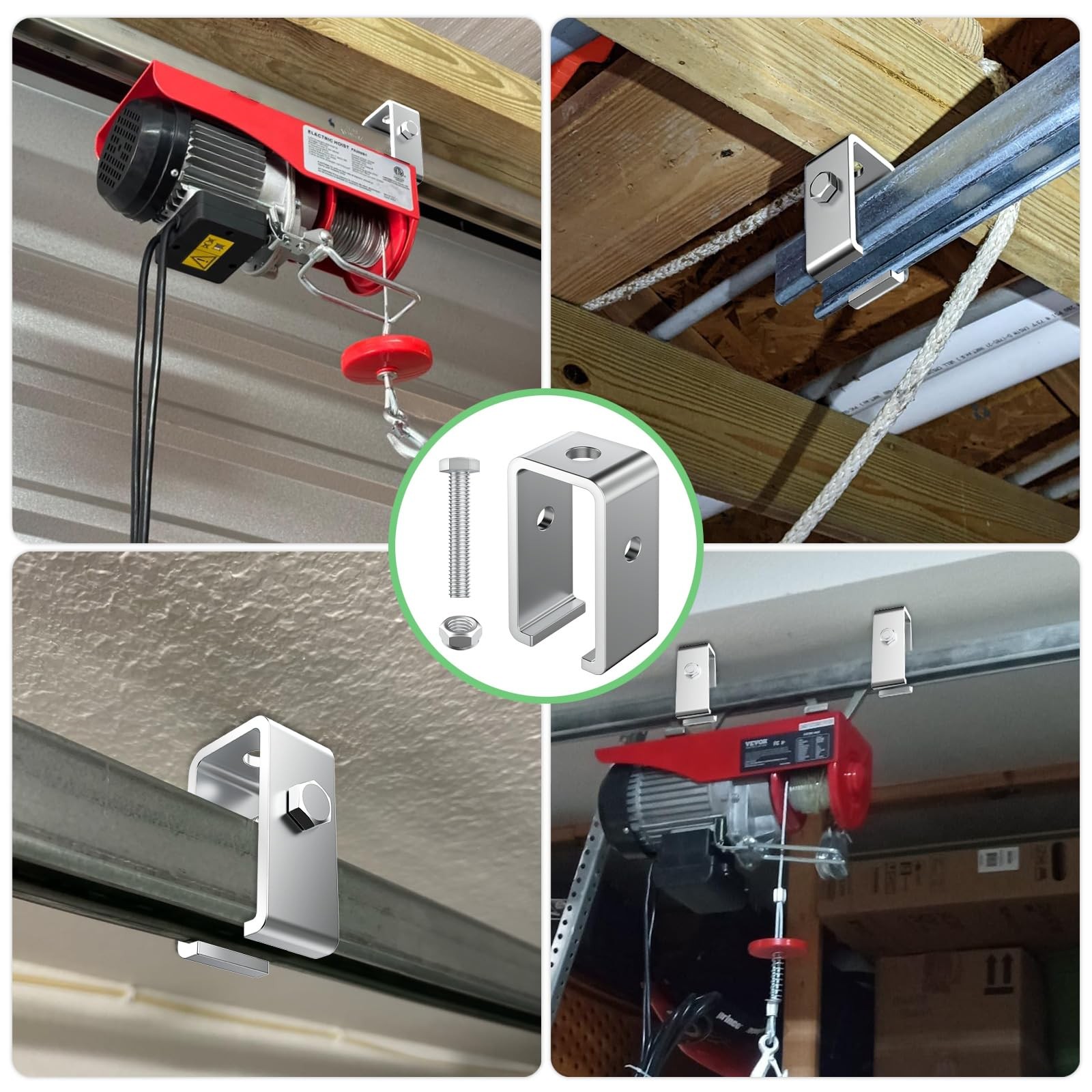 Channel Trolley Track Hanger Bracket Fits UNISTRUT HeavyDuty 15/8 In 4 PCS
