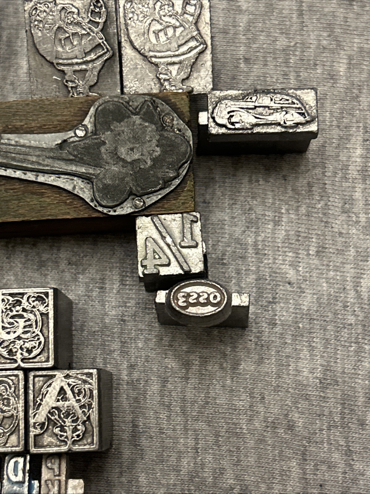 Letterpress Printing Block Mixed Lot Letters, Numbers, Symbols, BB & S Chicago