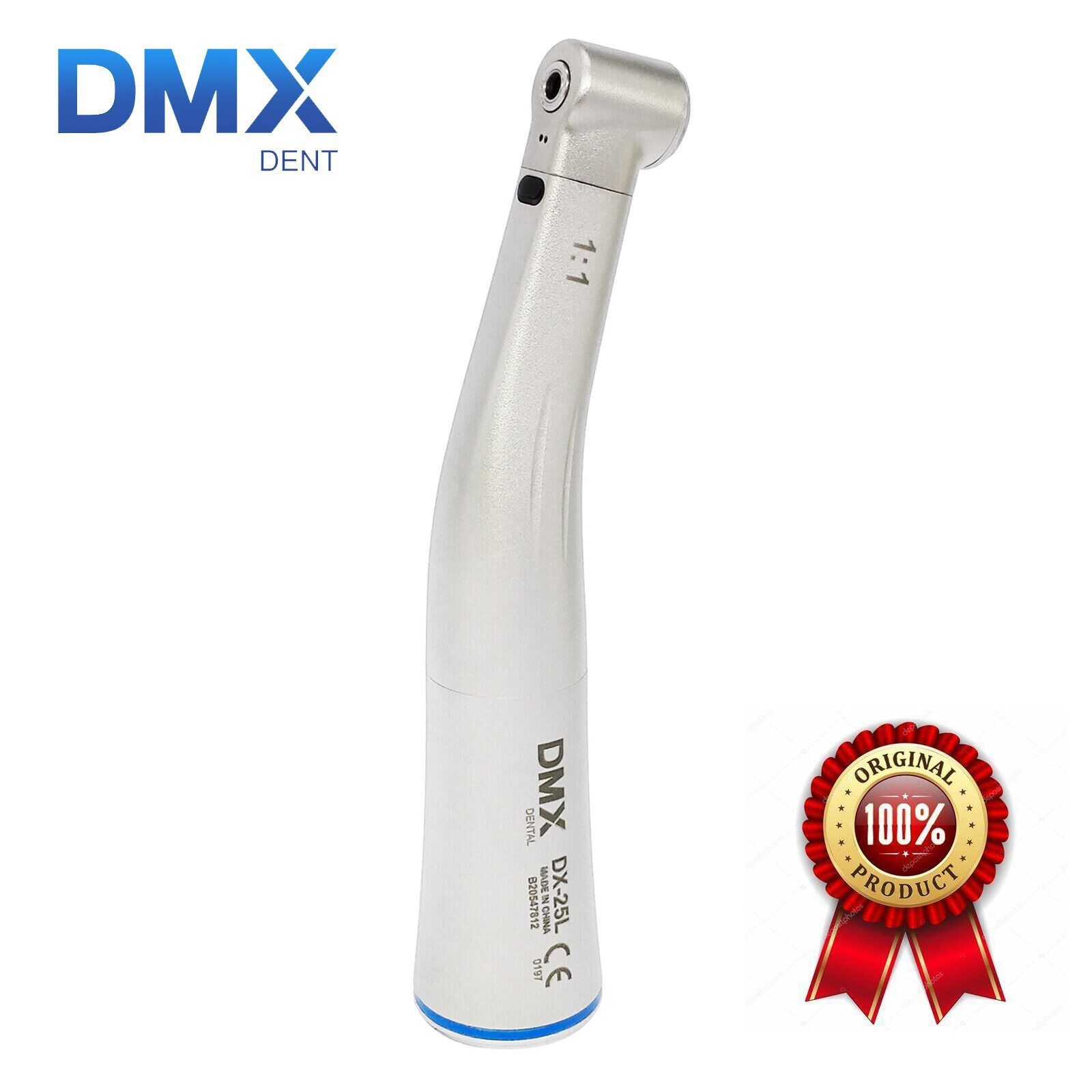 DMXDENT Dental 1:1 Fiber Optic LED Contra Angle Handpiece Low Speed Fit NS & K