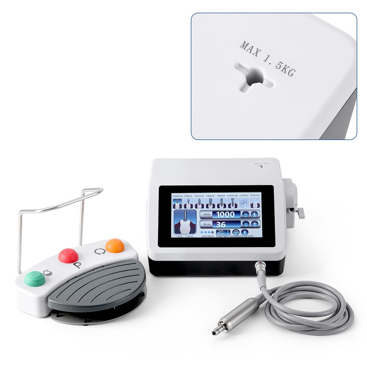 AZDENT Dental Surgical Implant Motor System Touch Screen 20:1 LED Contra Angle