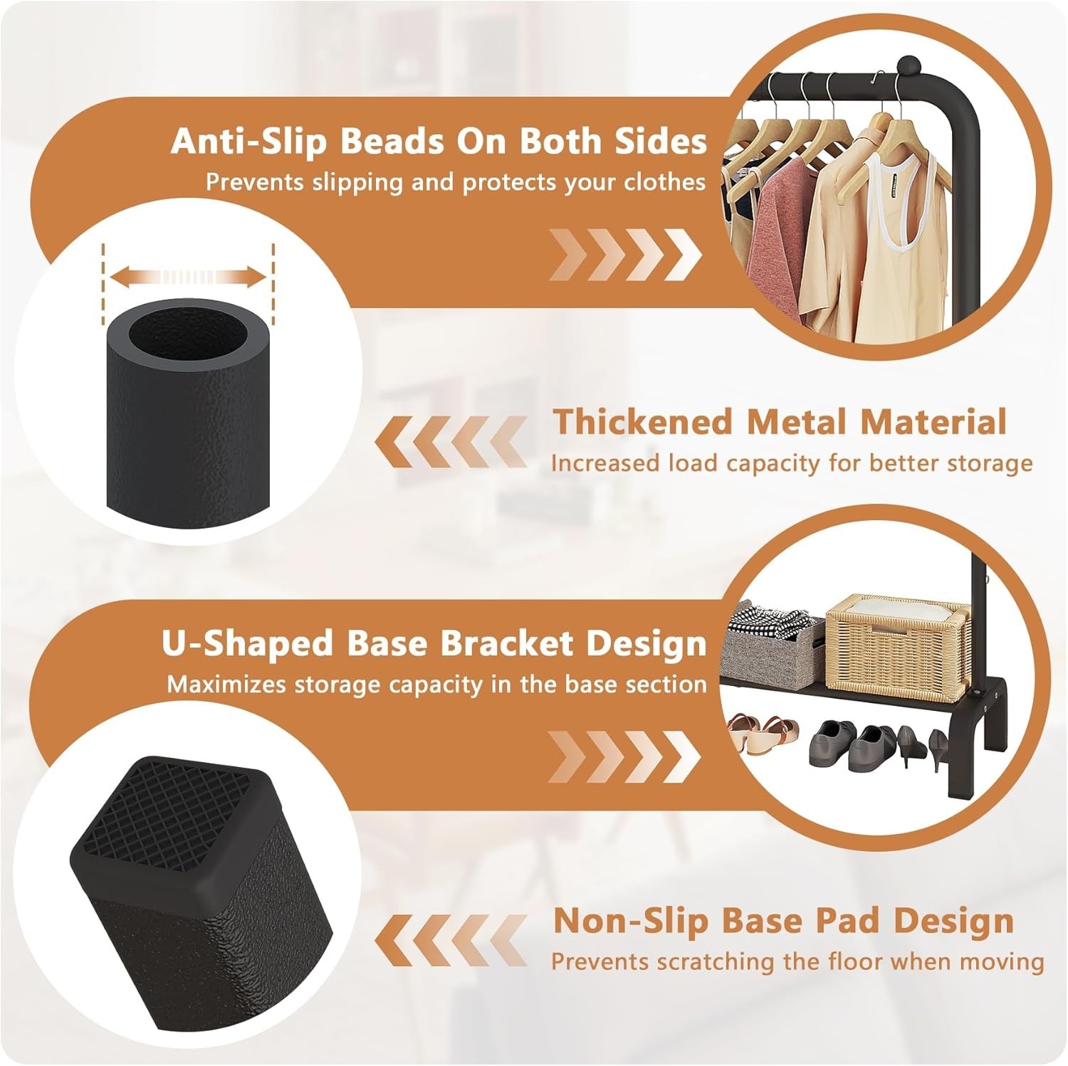 Stylish Black Clothing Rack with Bottom Shelf for Efficient Garment Organization