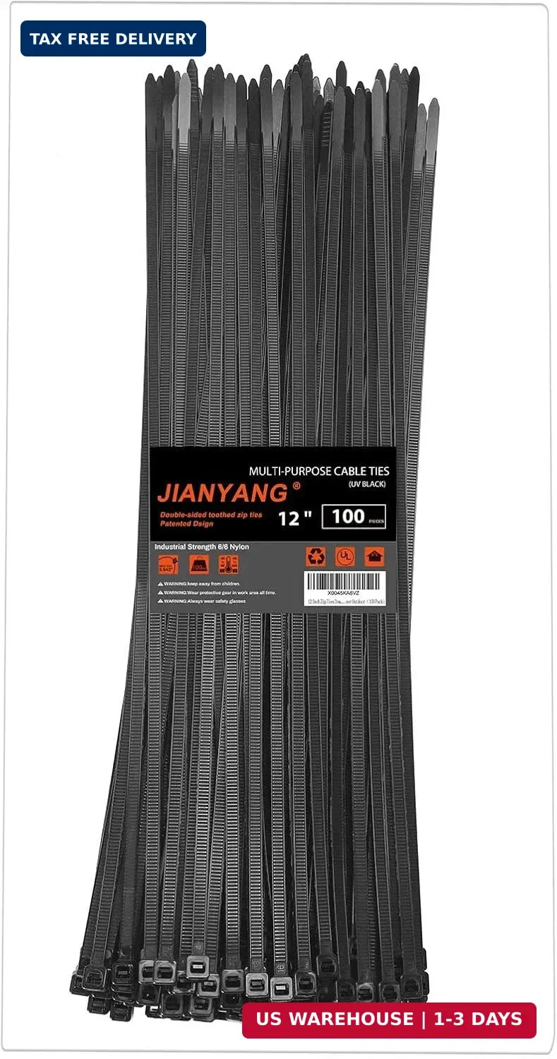 12 Inch Zip Ties Double Sided Toothed,100 LBS Tensile Strength Heavy Duty Cable