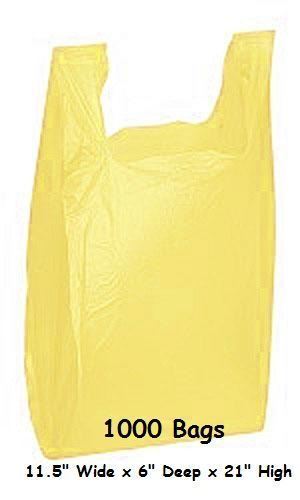 Yellow Plastic Shopping Bags 1000 Grocery Supermarket Merchandise 11″ x 6″ x 21″