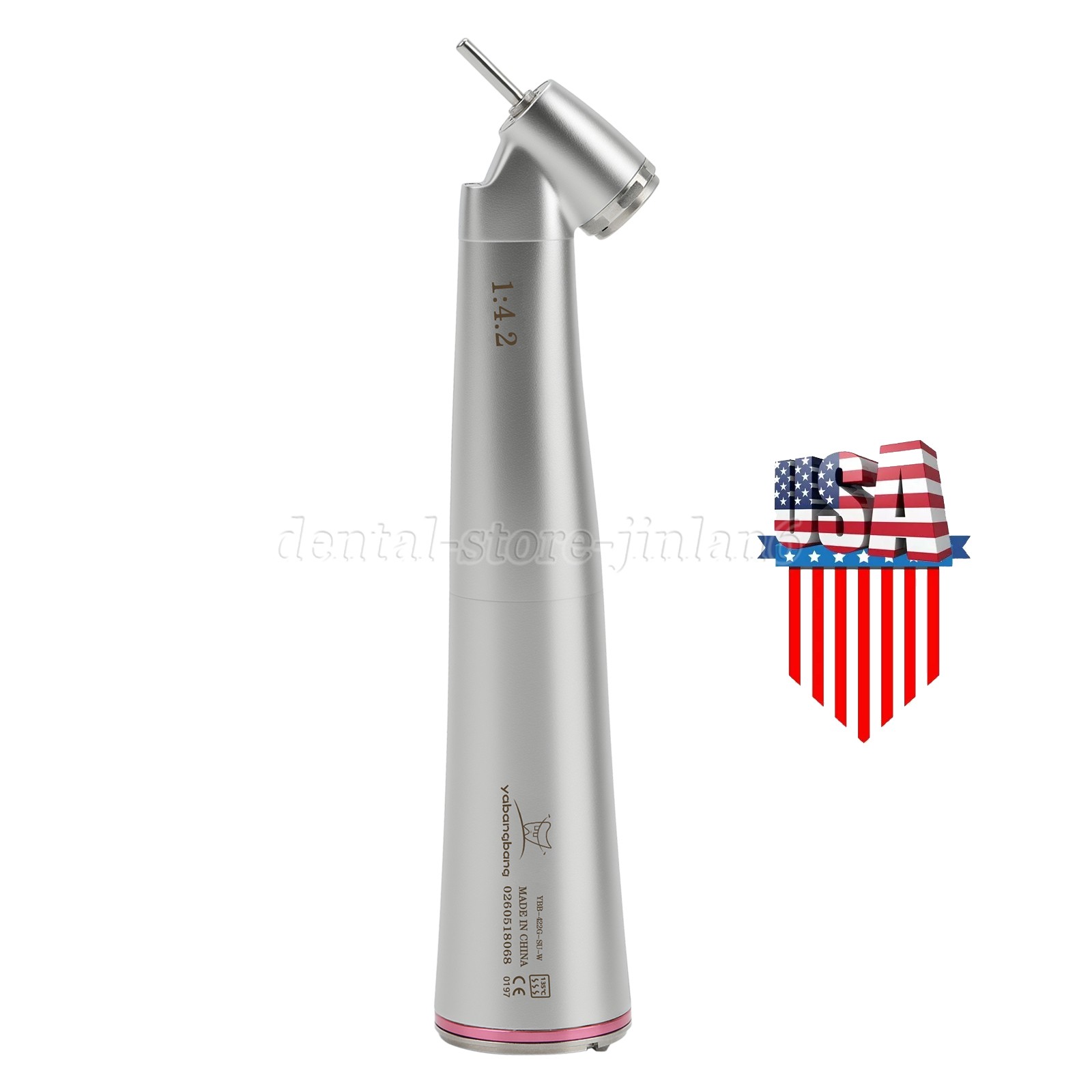 Dental Optic Fiber LED 1:4.2 Increasing Handpiece 45°Angle Head External Channel