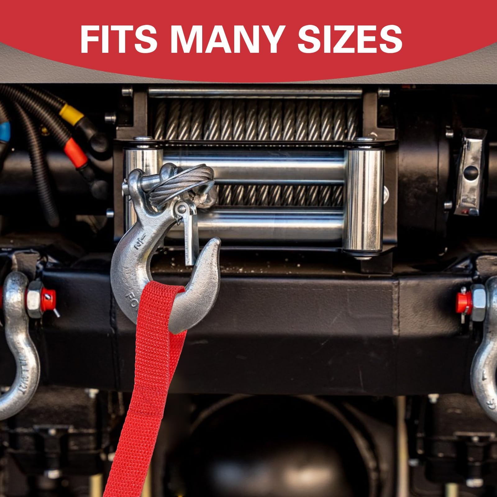 10 Pcs Red Winch Hook Pull Straps 11 Inch Nylon Strap 1 Inch Wide Tow Handle