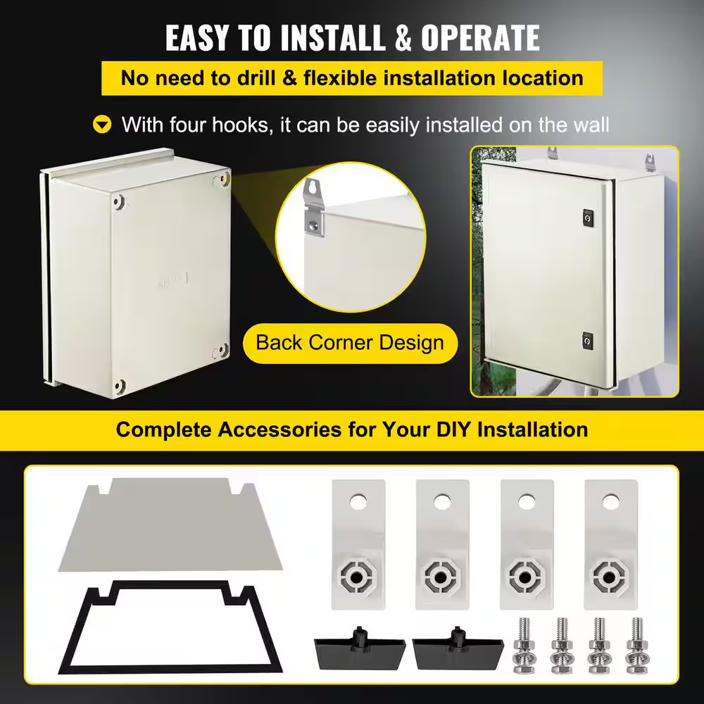 NEMA Enclosure, 19.7 X 15.7 X 7.9 In., Fiberglass Steel Electrical Box IP66 Wate