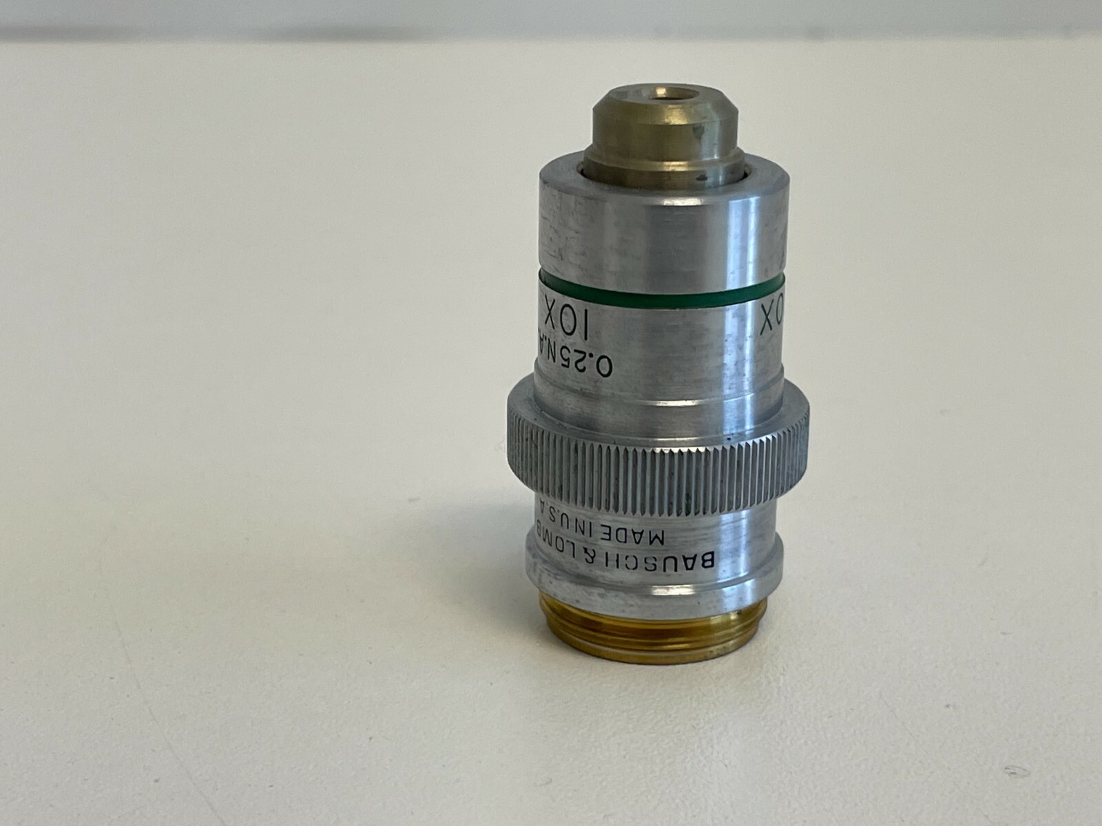A6: Bausch & Lomb Microscope Flat Field Objective 10X 0.25 N.A 0.18 Cover Glass