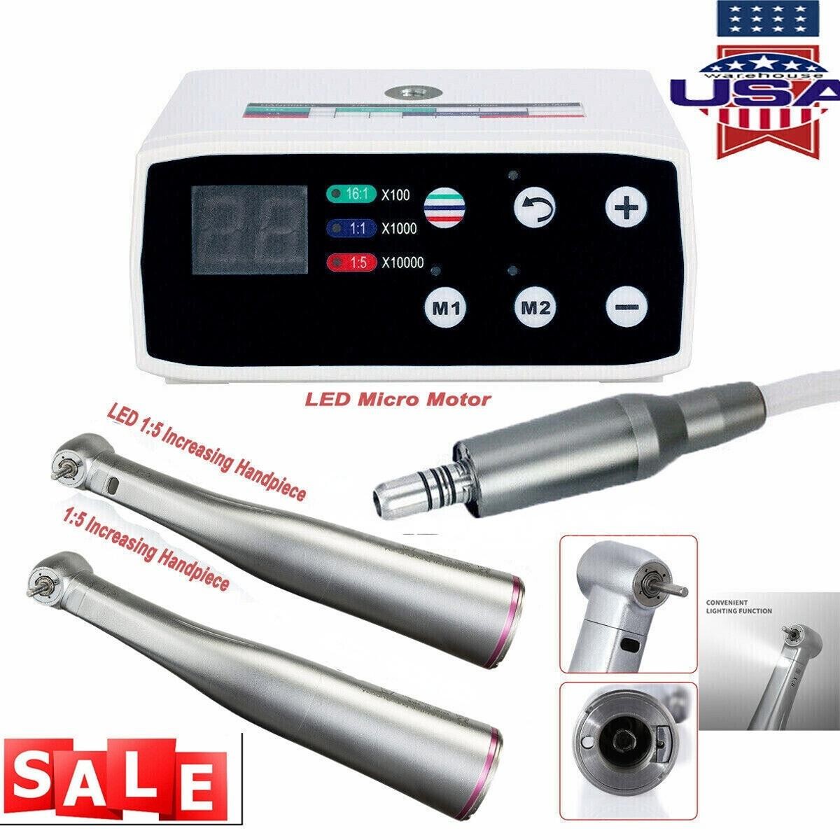 US Dental Brushless LED Electric Micro Motor 1:5 Increasing Handpiece
