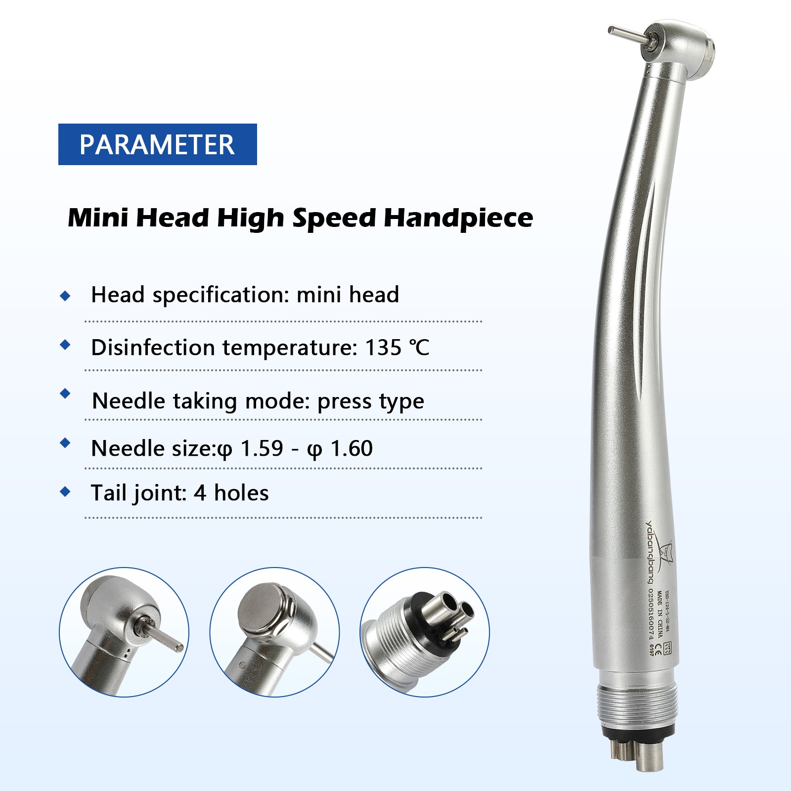 Dental High Speed Handpiece Small Mini Head Turbine 4 Hole Fit NSK