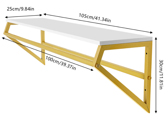 Gold Metal Garment Clothes Rack Clothing Rack Clothes Wall Shelf Hanger Display