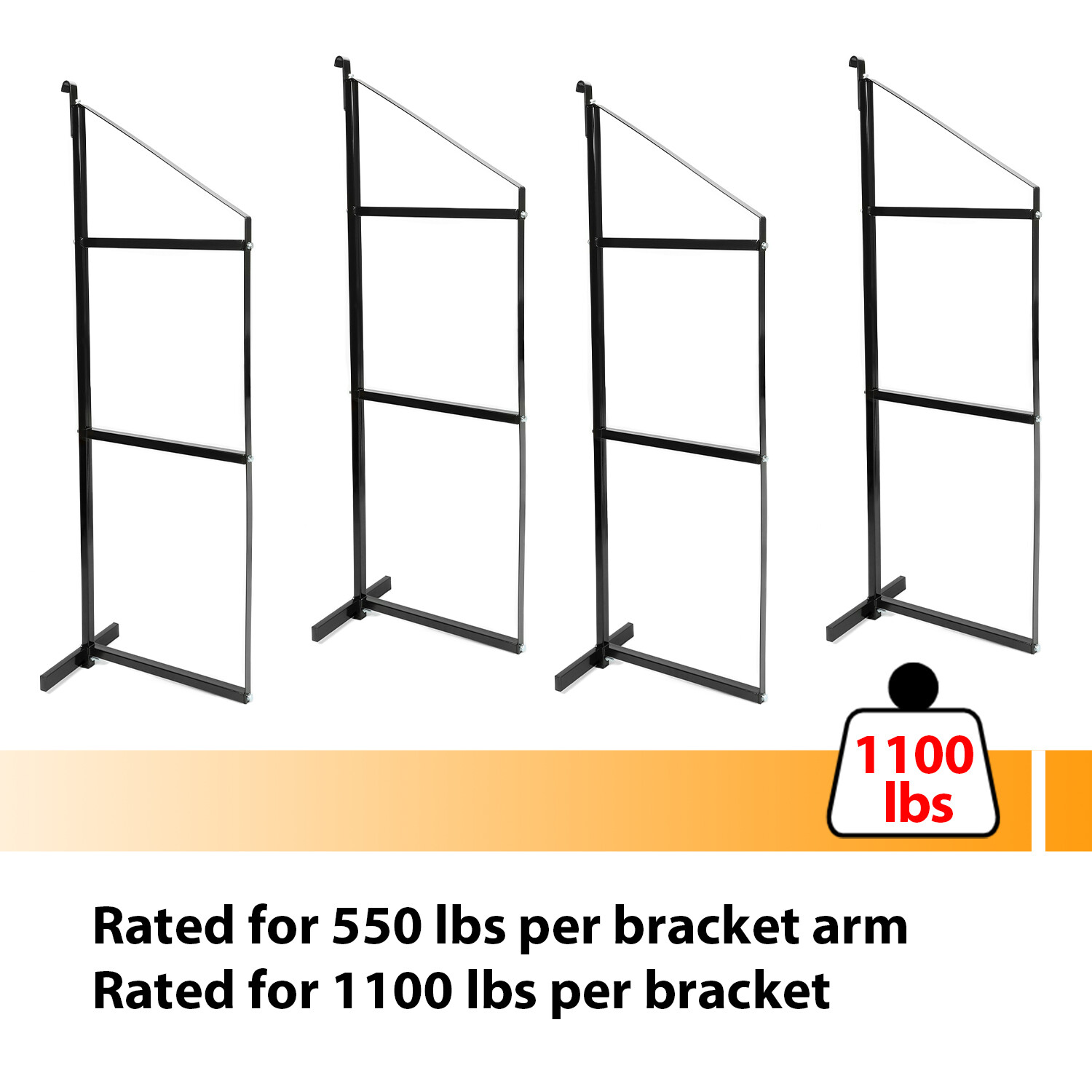 4 Pack Black Cargo Shipping Container Shelving Shelf Brackets Universal Fitment