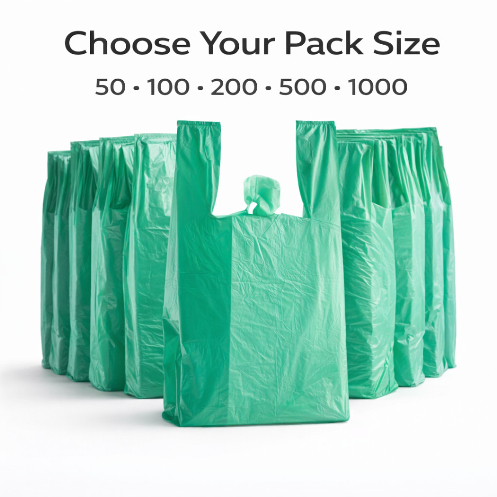 Green Grocery T-Shirt Bags 1/6 Large 21×6.5×11.5 0.51 Mil Grocery Bulk