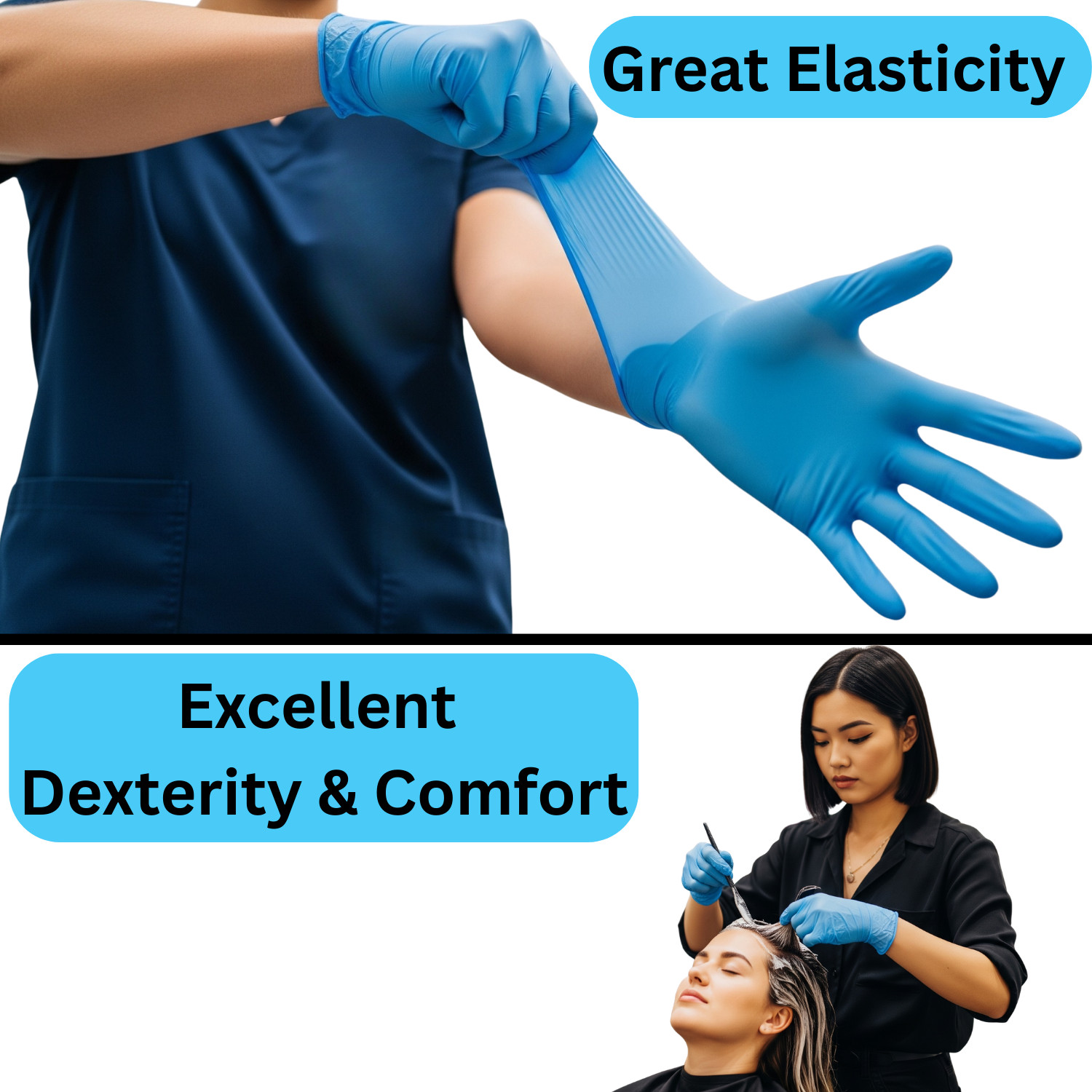 1000 Blue Nitrile Powder-Free Disposable Gloves Medium 3 MIL Finger-Textured