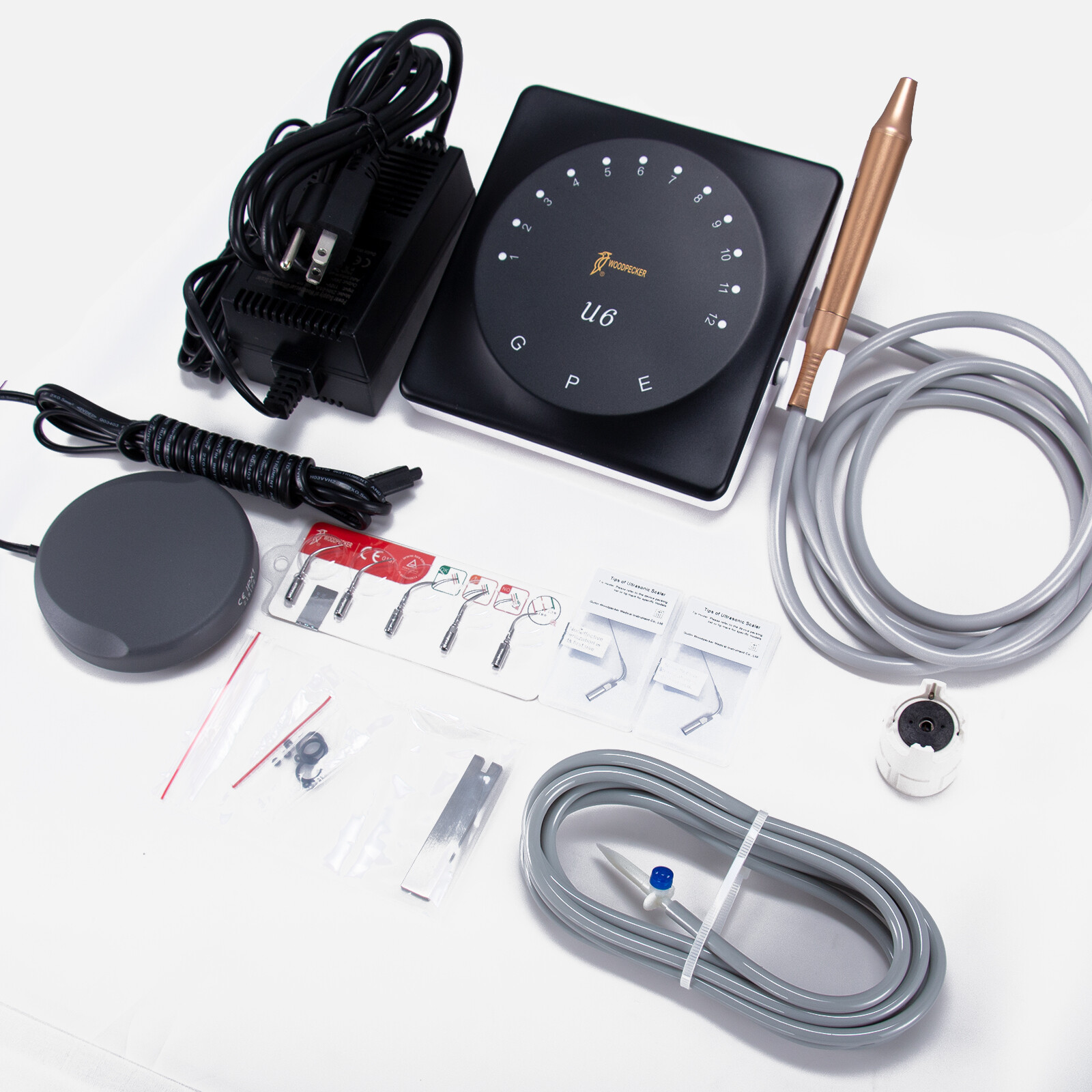 Woodpecker Dental U6 Ultrasonic Piezo Scaler HW-6 Handpiece & 7 Tips Root Canal