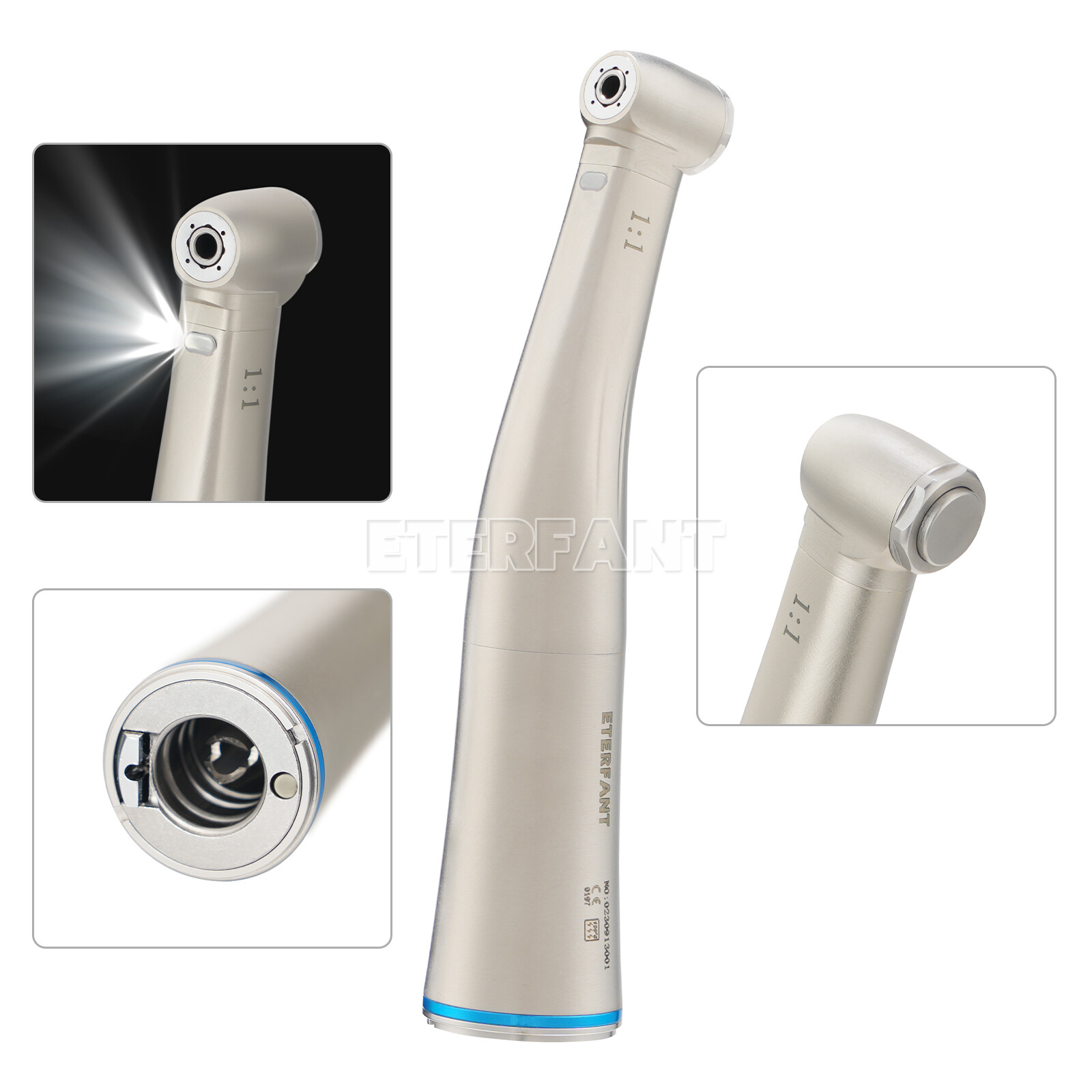 ETERFANT NSK Style Dental 1:1 Fiber Optic LED Slow Speed Contra Angle Handpiece