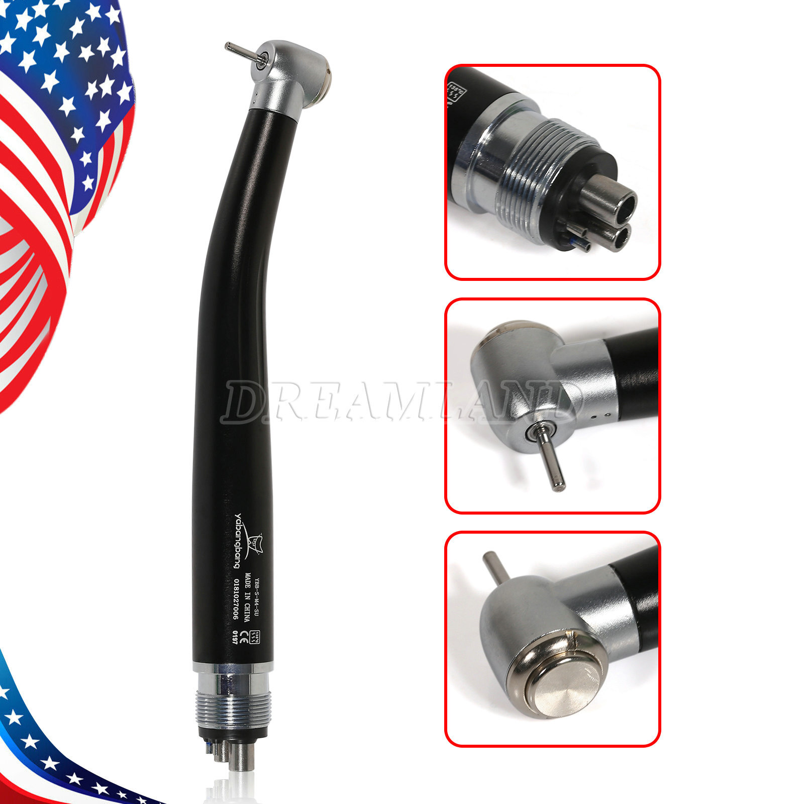 Yabangbang Dental High Speed Handpiece Turbine Push Button 4 Holes USA