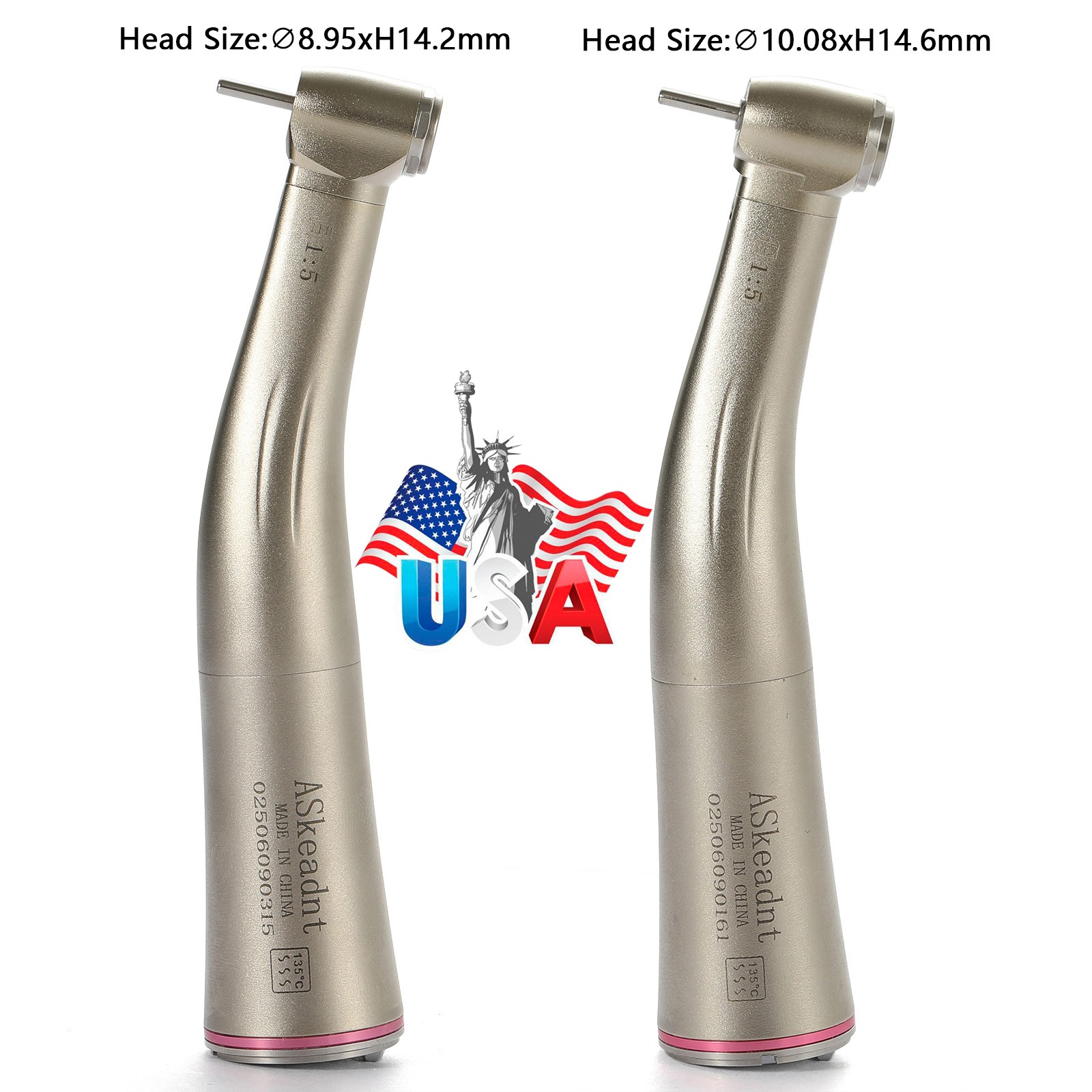 Dental Optic Fiber 1:5 Contra Angle Handpiece Mini Standard Head Inner Water