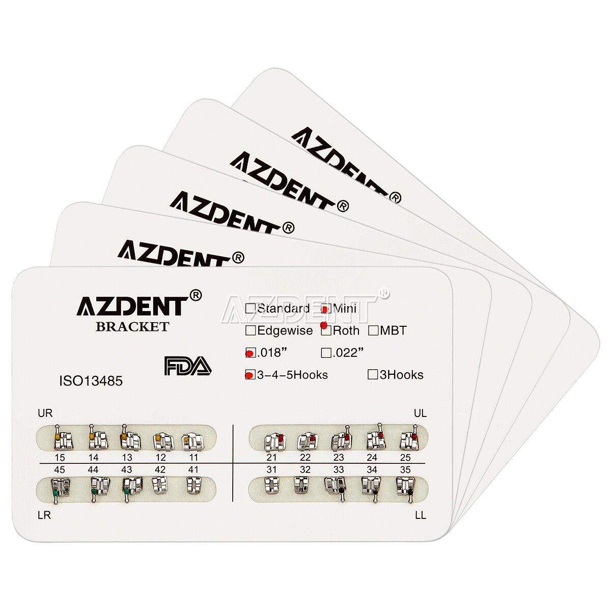 Dental Orthodontic Bracket Braces Mini Roth/MBT Slot .022/.018 3-4-5 Hooks USA