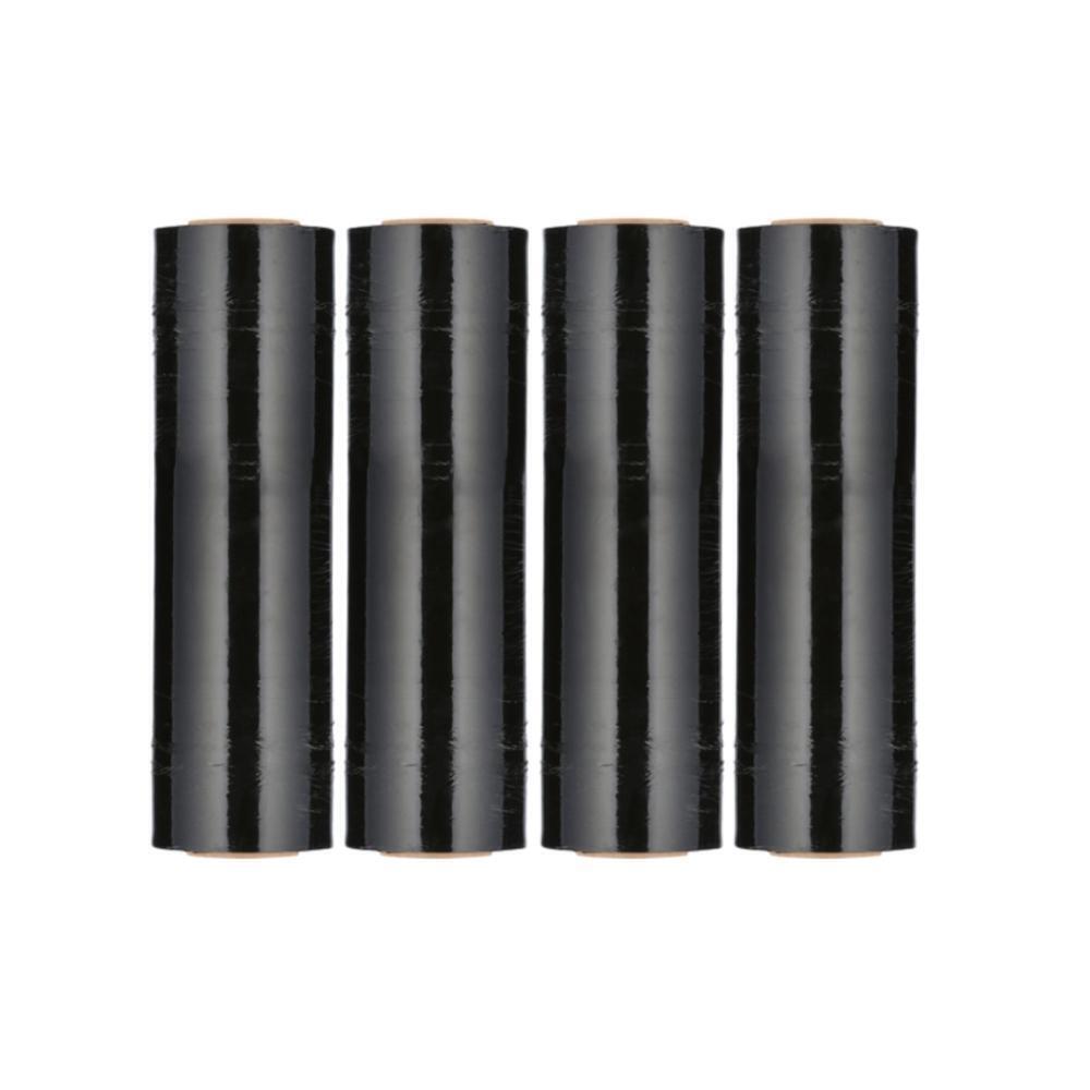 4 Rolls 18″x1000′ Cast Packing Stretch Film Shrink Hand Wrap (120 Ga) Dark Black