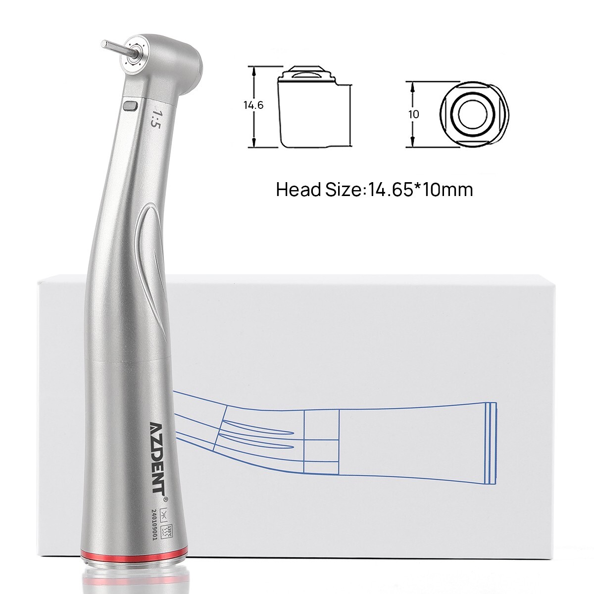 AZDENT Dental 1:5 Optic LED Contra Angle Increasing Handpiece Fit E Type Motor
