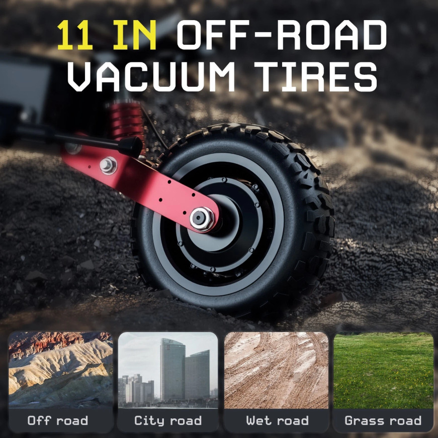 6000W Folding Dual Motor 60V 33A Adult Electric Scooter 11″ Road Tire E-Scooter