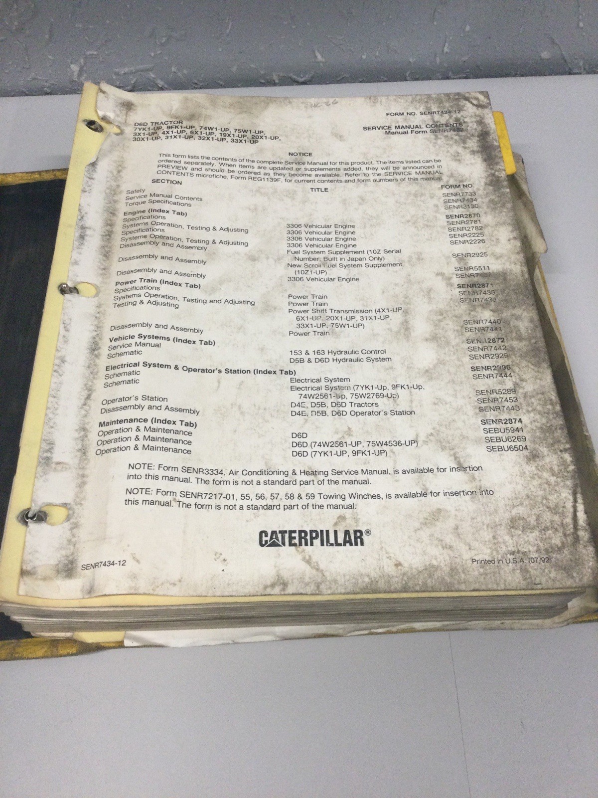 CAT CATERPILLAR D6D TRACTOR SHOP REPAIR SERVICE MANUAL 3X 4X 6X 19X 20X 30X 31X