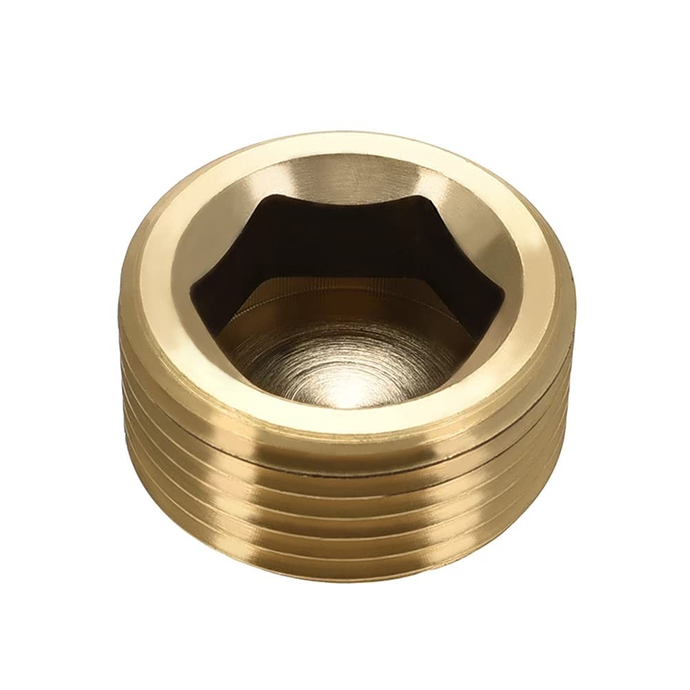 HeavyDuty Brass Pipe Plug 1/2 NPT Internal Hex 3 Pcs for Fluid Control