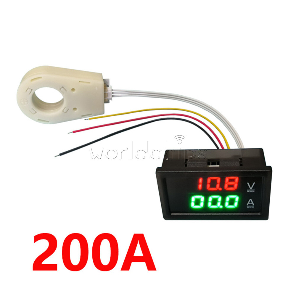 DC0-300V 50/100/200/400A Digital Current Voltage Meter Hall Ammeter Voltmeter