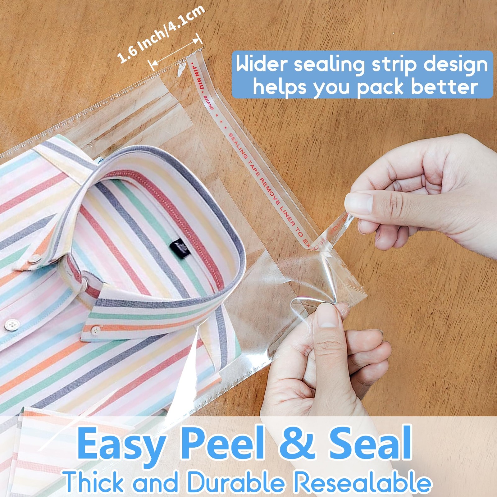 9X11 Inch Self-Sealing Clear Plastic Shipping Bags for Clothes, 100 Pack OPP Pol