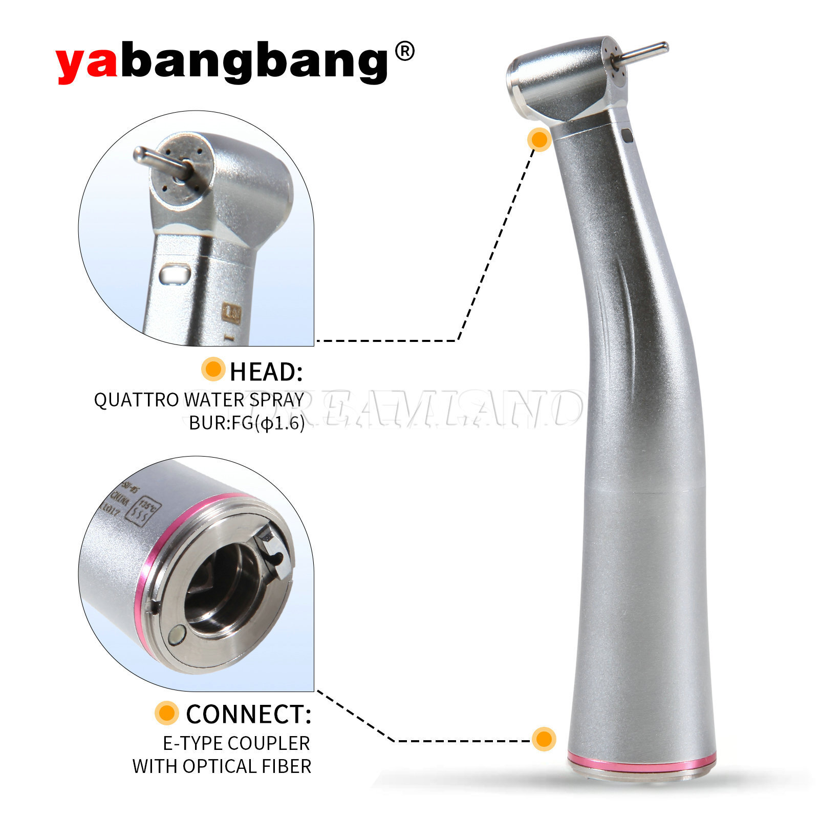 Dental 1:5 Increasing Low Speed Contra Angle Handpiece E-type Inner Channel Red