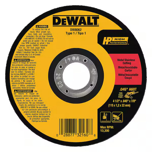 DEWALT 4-1/2 In. X 0.045 In. X 7/8 In. Metal and Stainless Cutting Wheel 10-Pack