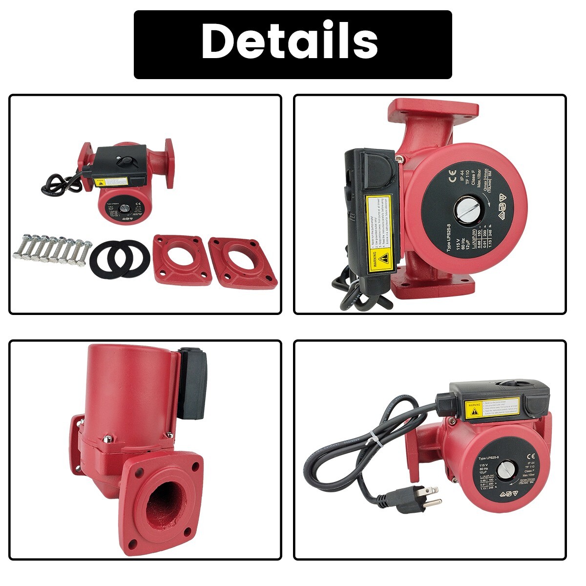 3 Speed 1/8HP Circulating Pump Use w/Outdoor Furnaces,Hot water heat,Solar,115V