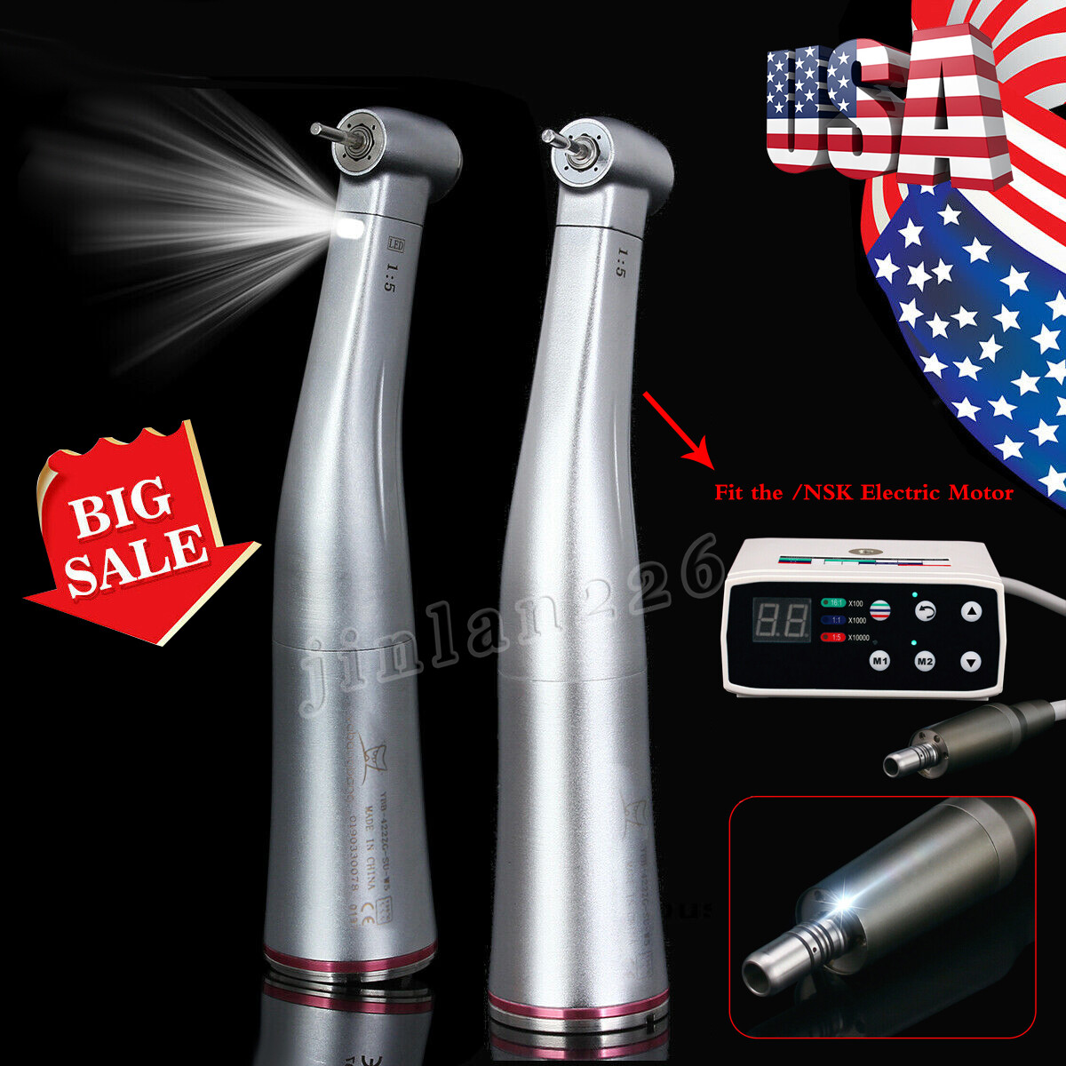 Ti-MAX X95L Dental 1:5 Fiber Optic Contra Angle Low Speed Handpiece For NSK