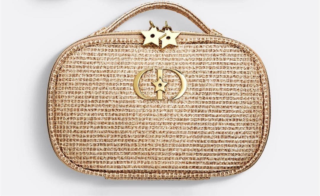 Christian Dior 2025 limited pouch bag Holiday Cosmetic Bag Gold