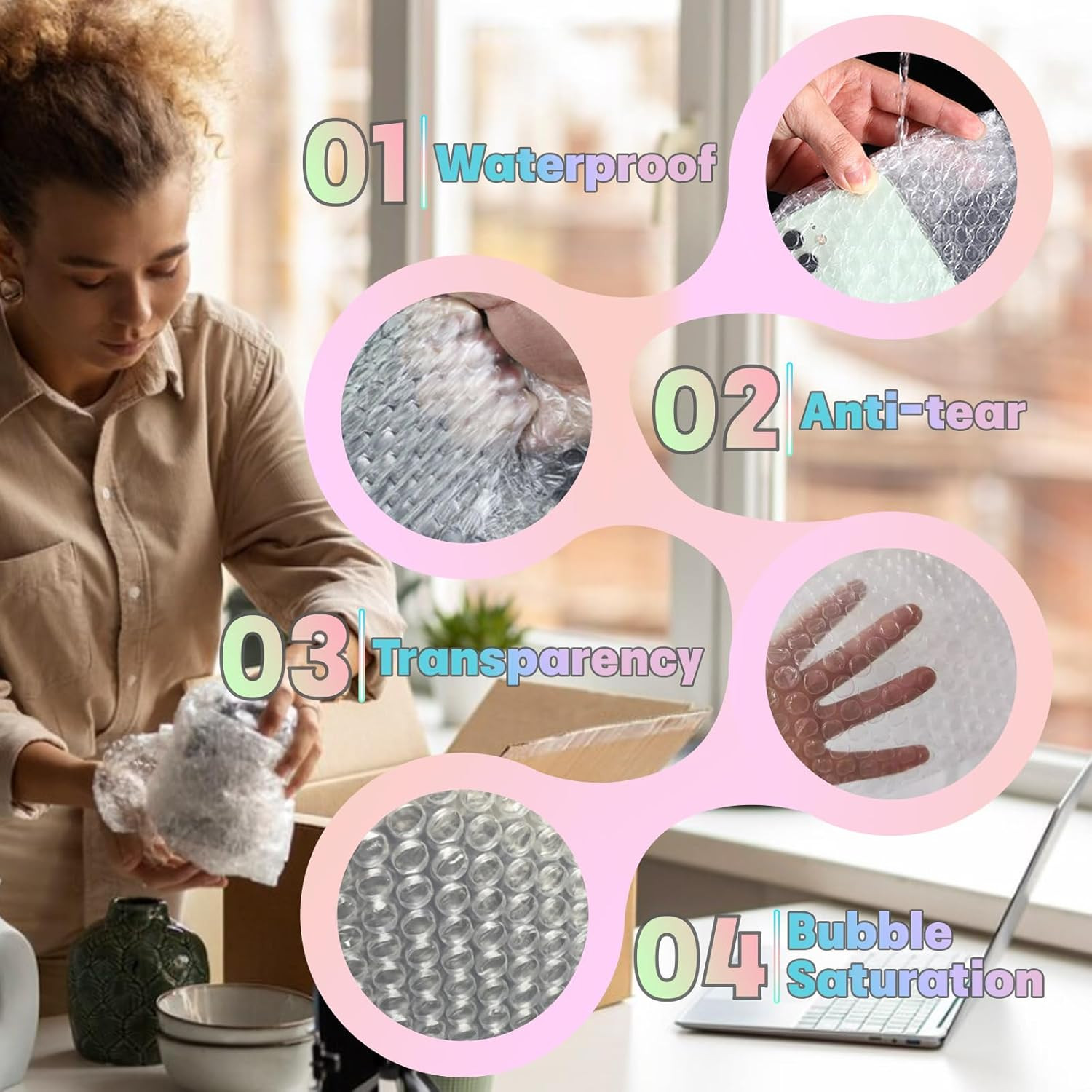 50 Pack 4×6 Clear Bubble Mailer Bags Cushion Wrap Pouches Shipping Protection