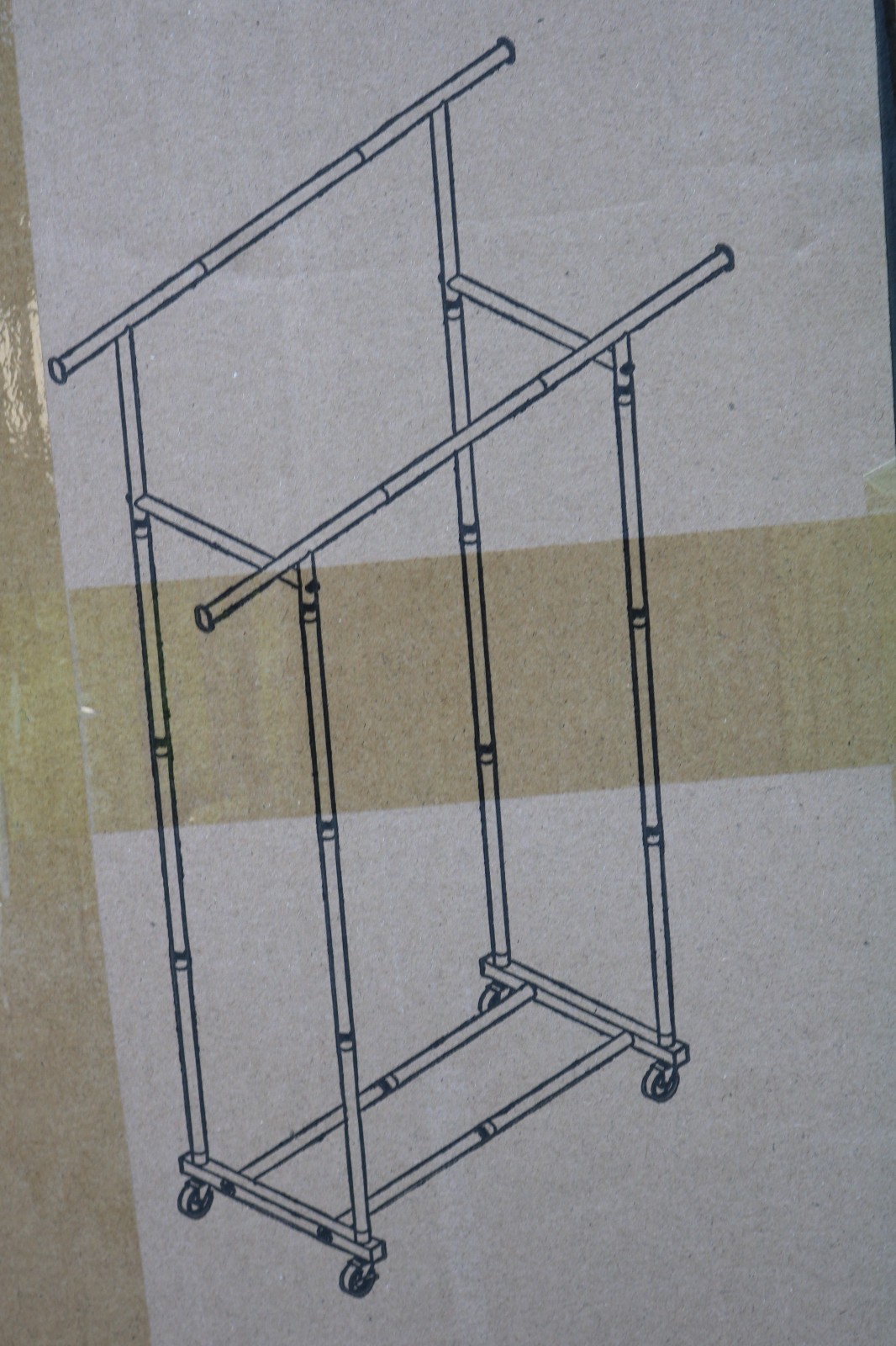Double Rods Rolling Clothing Rack for For Garment Storage or Display Sealed