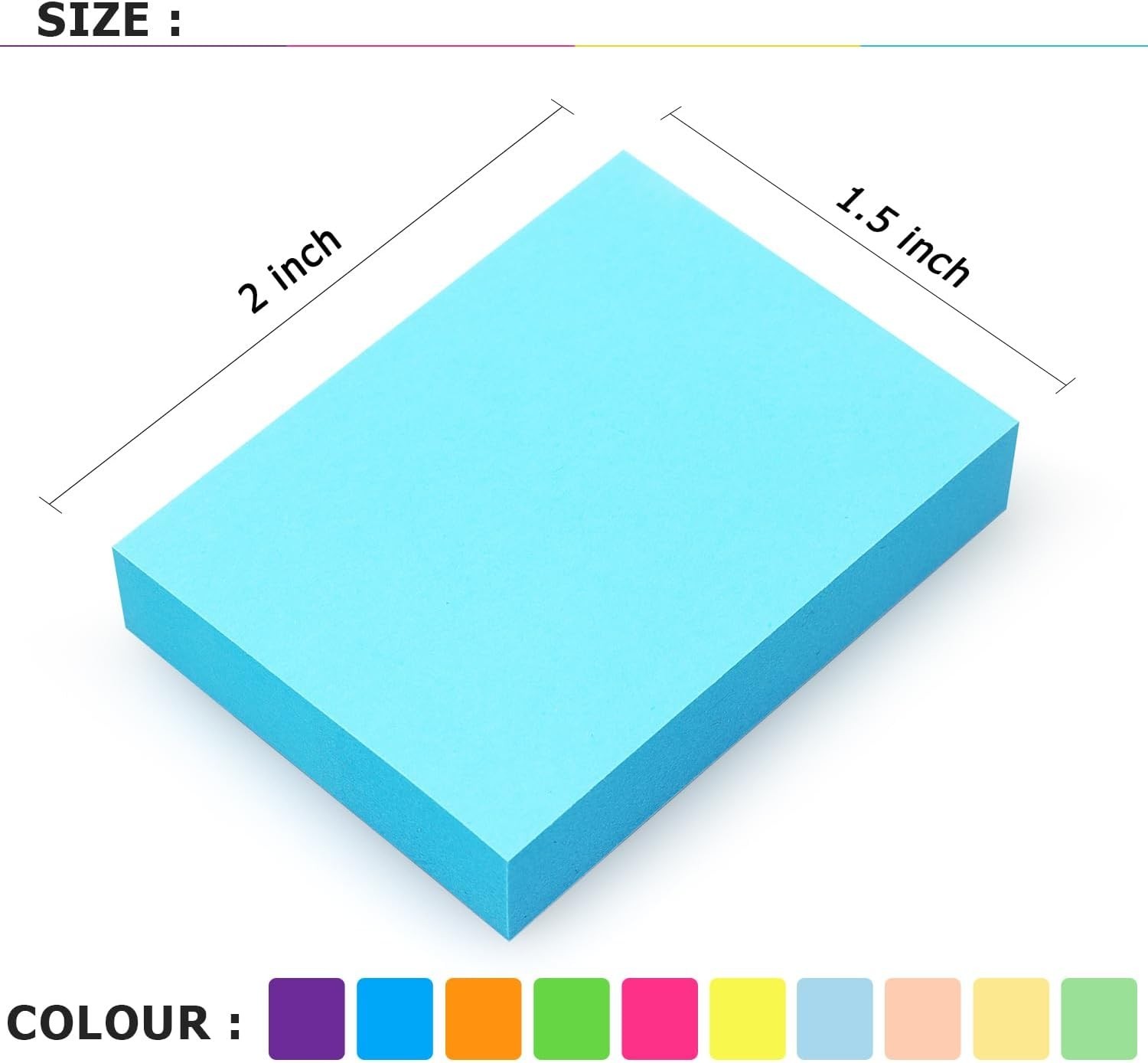 30 Packs Sticky Notes 1.5×2 Inch Self Stick Memo Pads 10 Bright Colors 60 Sheets