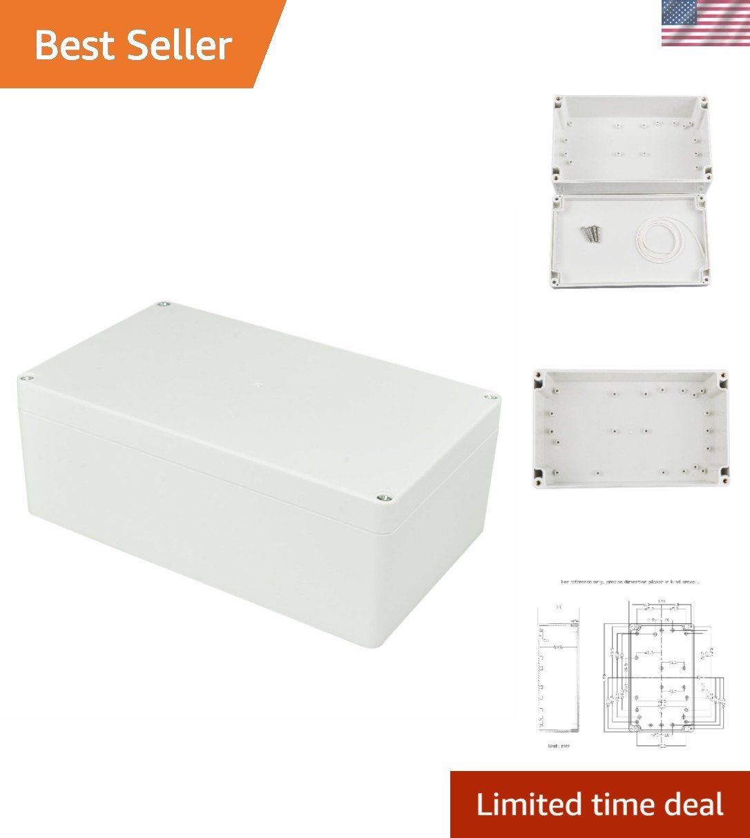 Sleek White Waterproof Junction Project Box – 7.87″x4.72″x2.95″ for Electronics