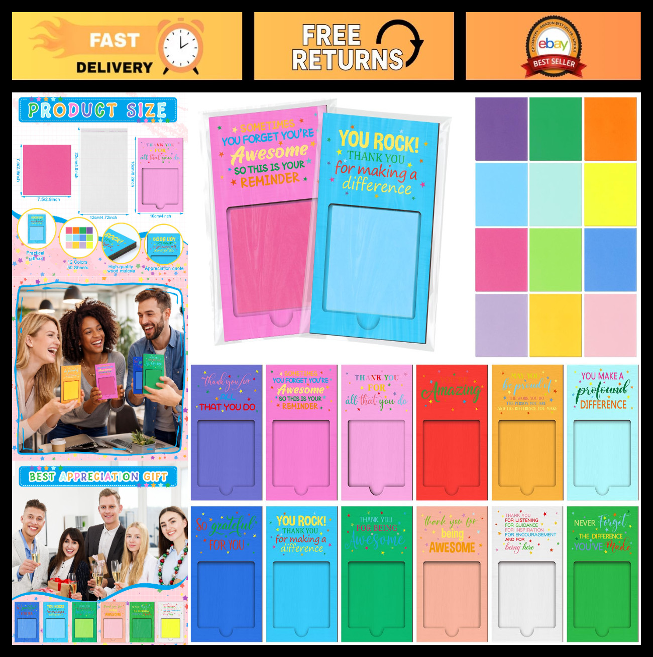 72 Pcs Teacher Appreciation Gifts – Inspirational Sticky Notes & Holder Set for