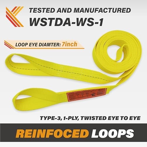 2″ x 20ft Heavy Duty Webbing Sling Straps – 2 Pack Lifting Rigging Towing Gear