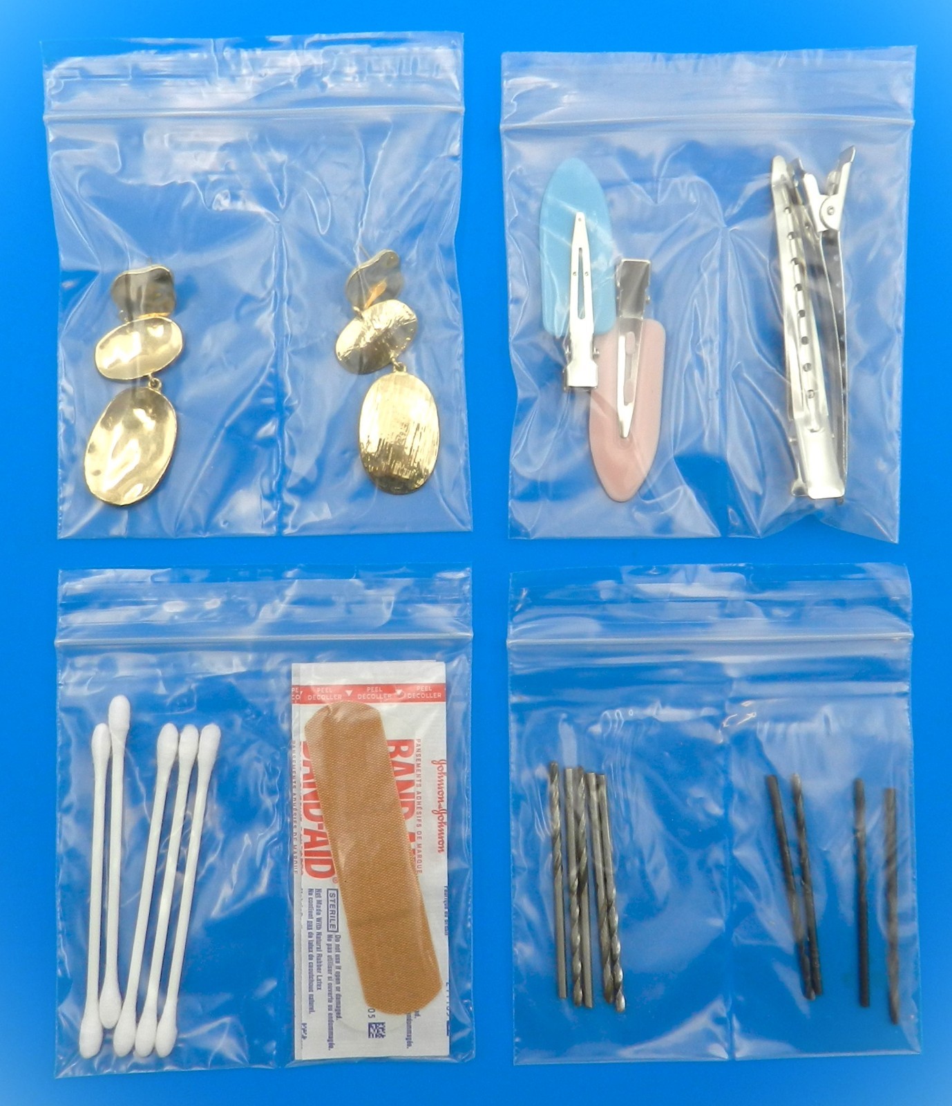 4×4 Bags 2-Compartment Poly Clear Center Split Divider Middle 4″ Reclosable 1000