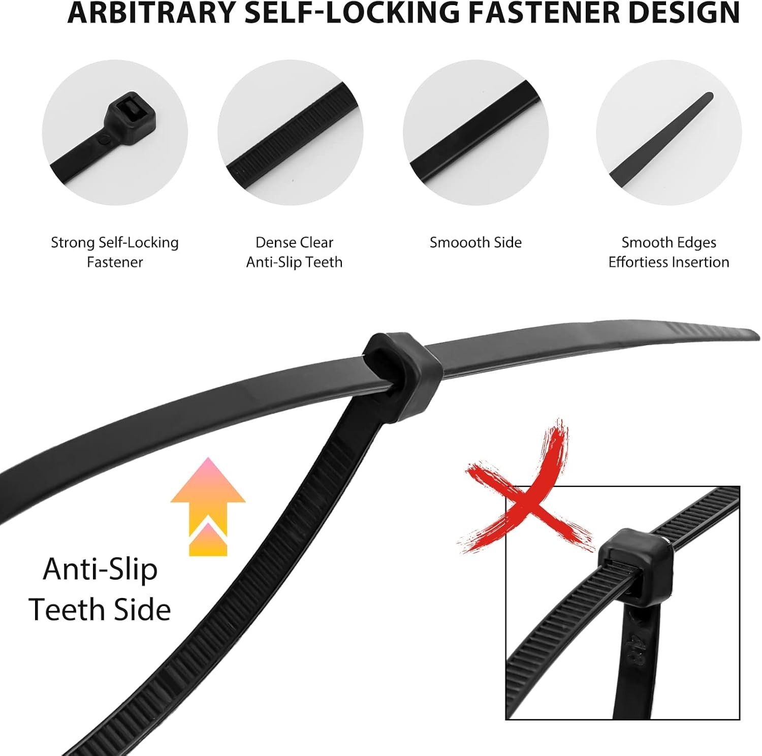 Multi-Purpose 250 PCS 4-Inch Nylon Cable Ties – Secure & Efficient Fasteners