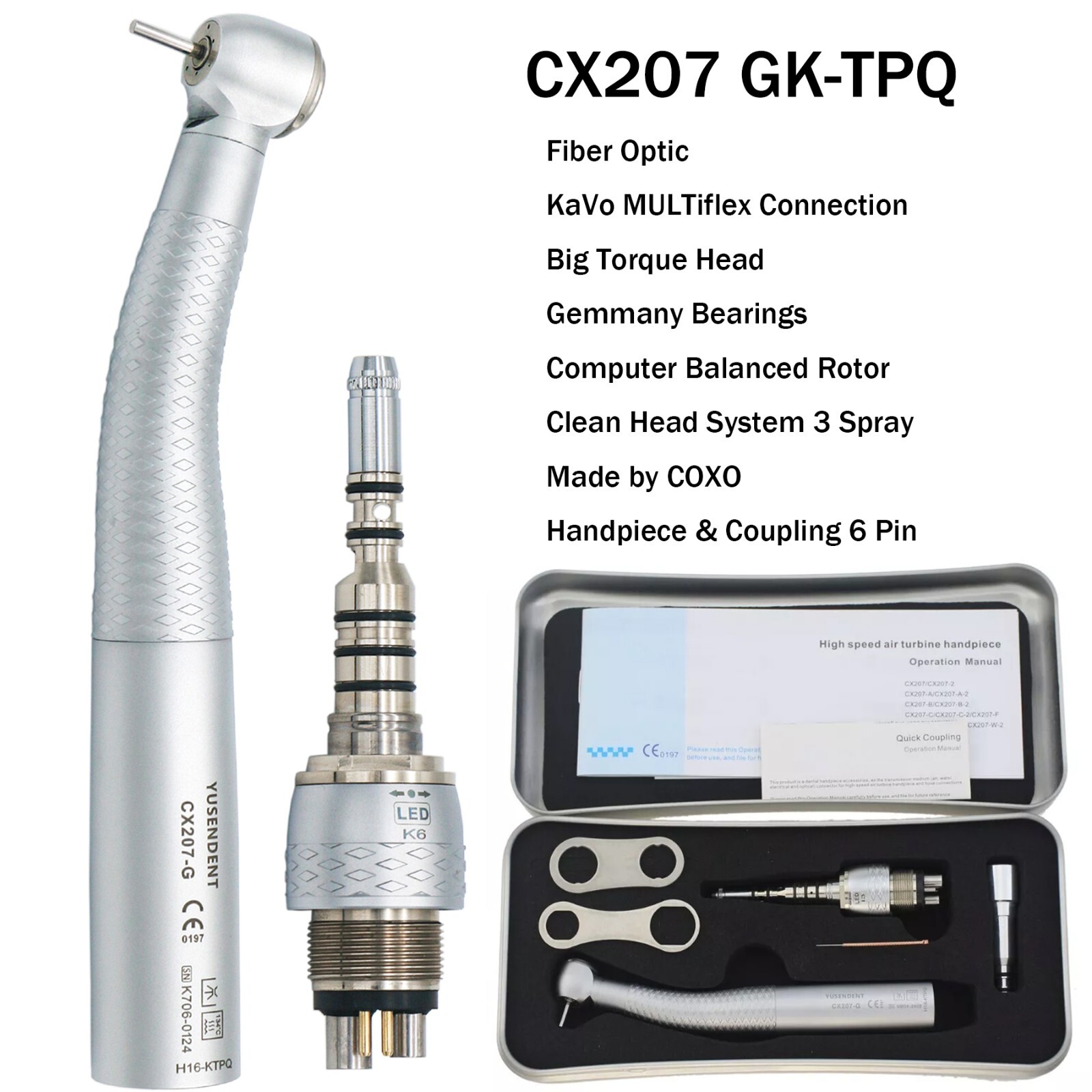 US COXO Dental High Speed Fiber Optic Air Turbine Handpiece fit Kavo Multiflex