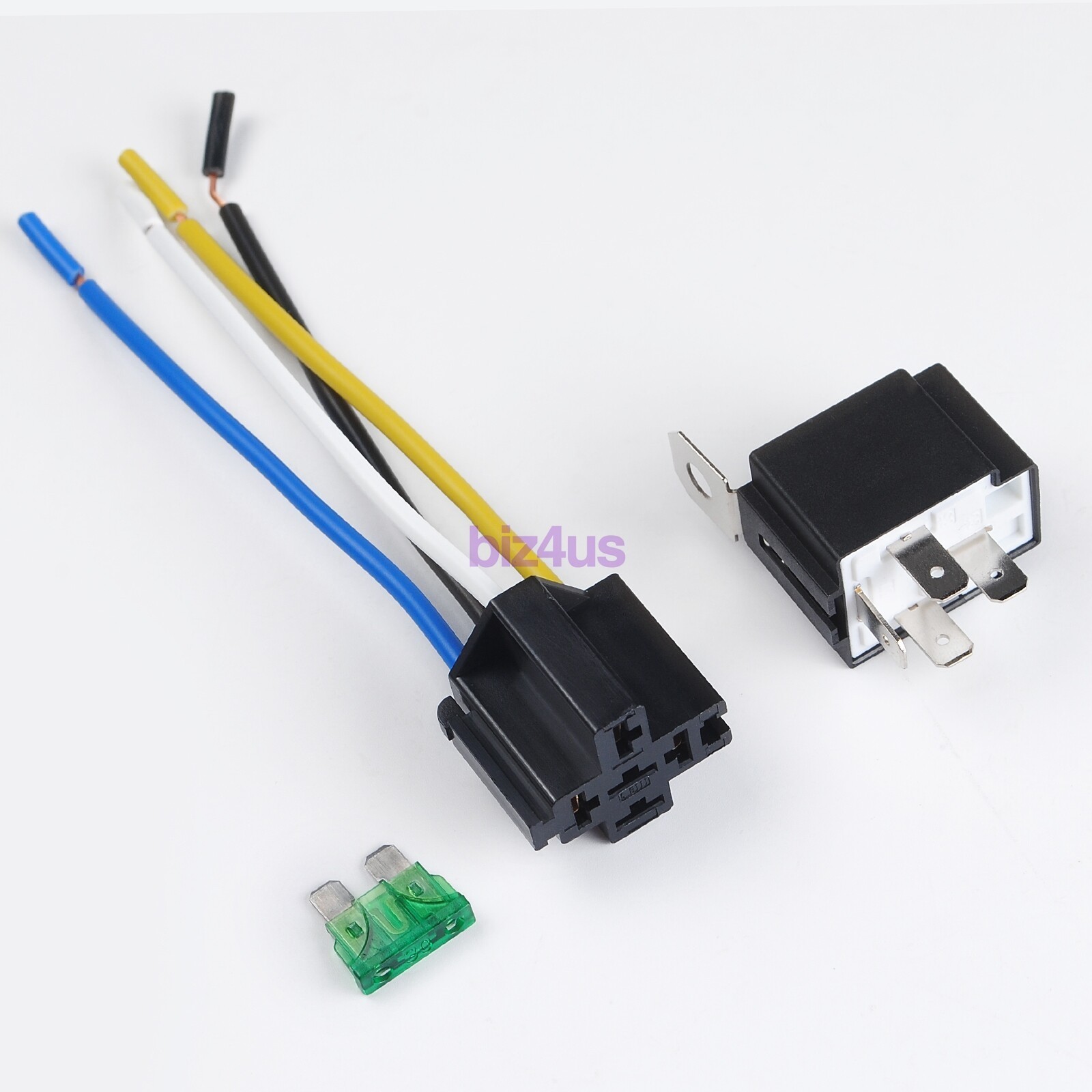 6 Pack 12V DC 30 Amp 4-Pin Automotive Relay Harness Set Switch Fuse US