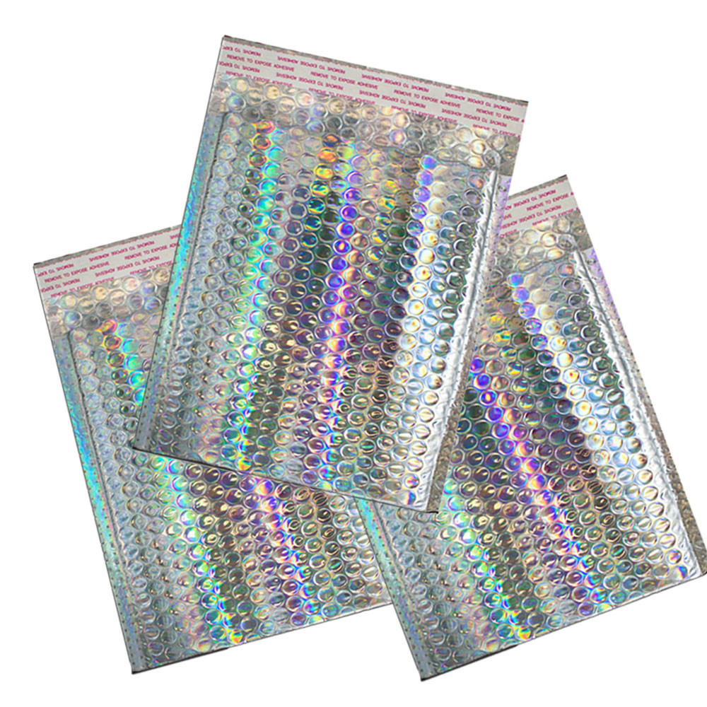 5-100 Pack Holographic Bubble Mailers, 4 sizes Metallic Glamour Padded Envelopes
